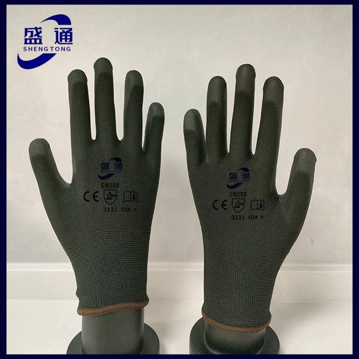 Black Polyester Black PU Coated Gloves factory